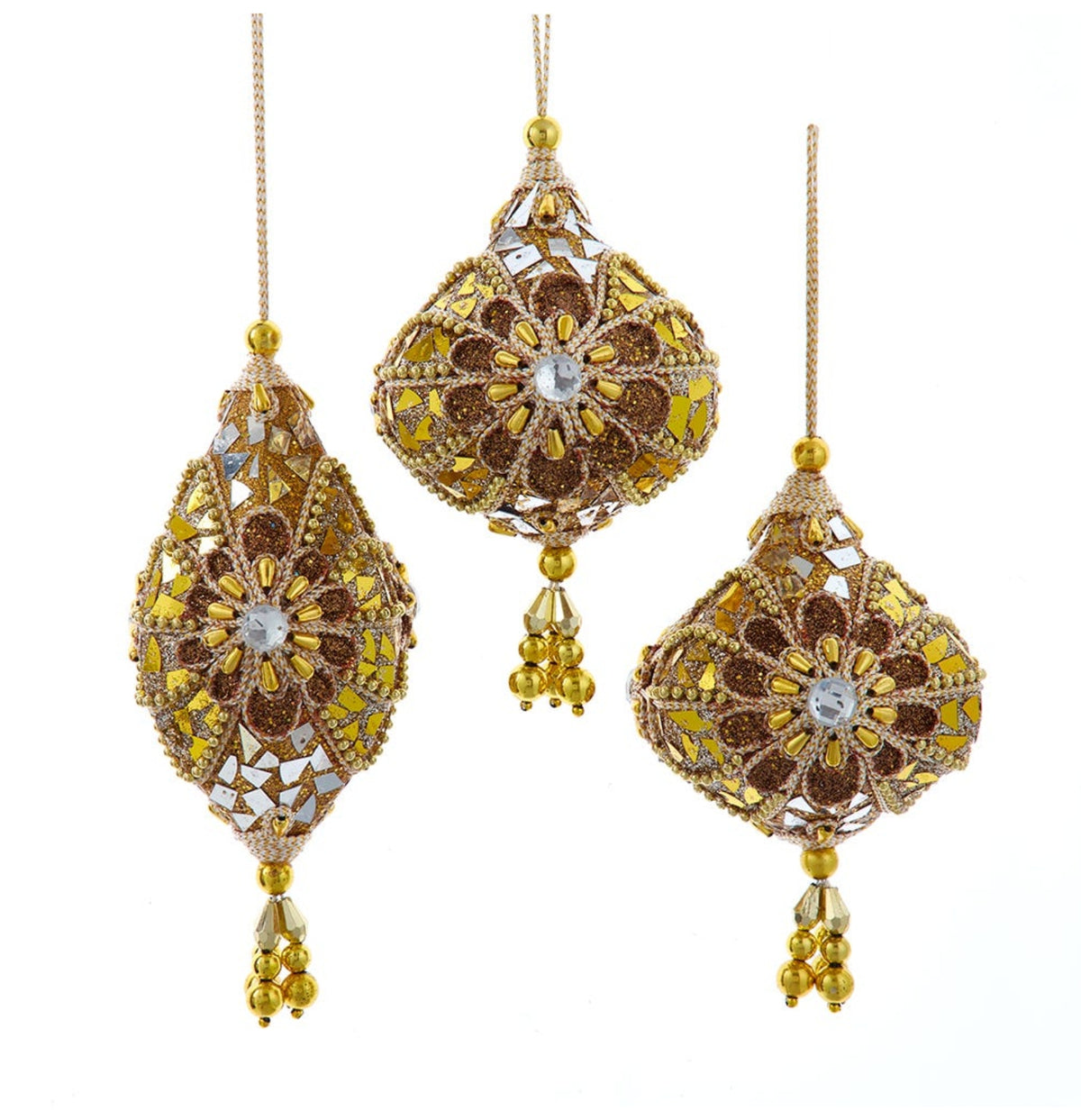 Starling Gold, Silver & Bronze Ombré Ornaments (Set of 12)