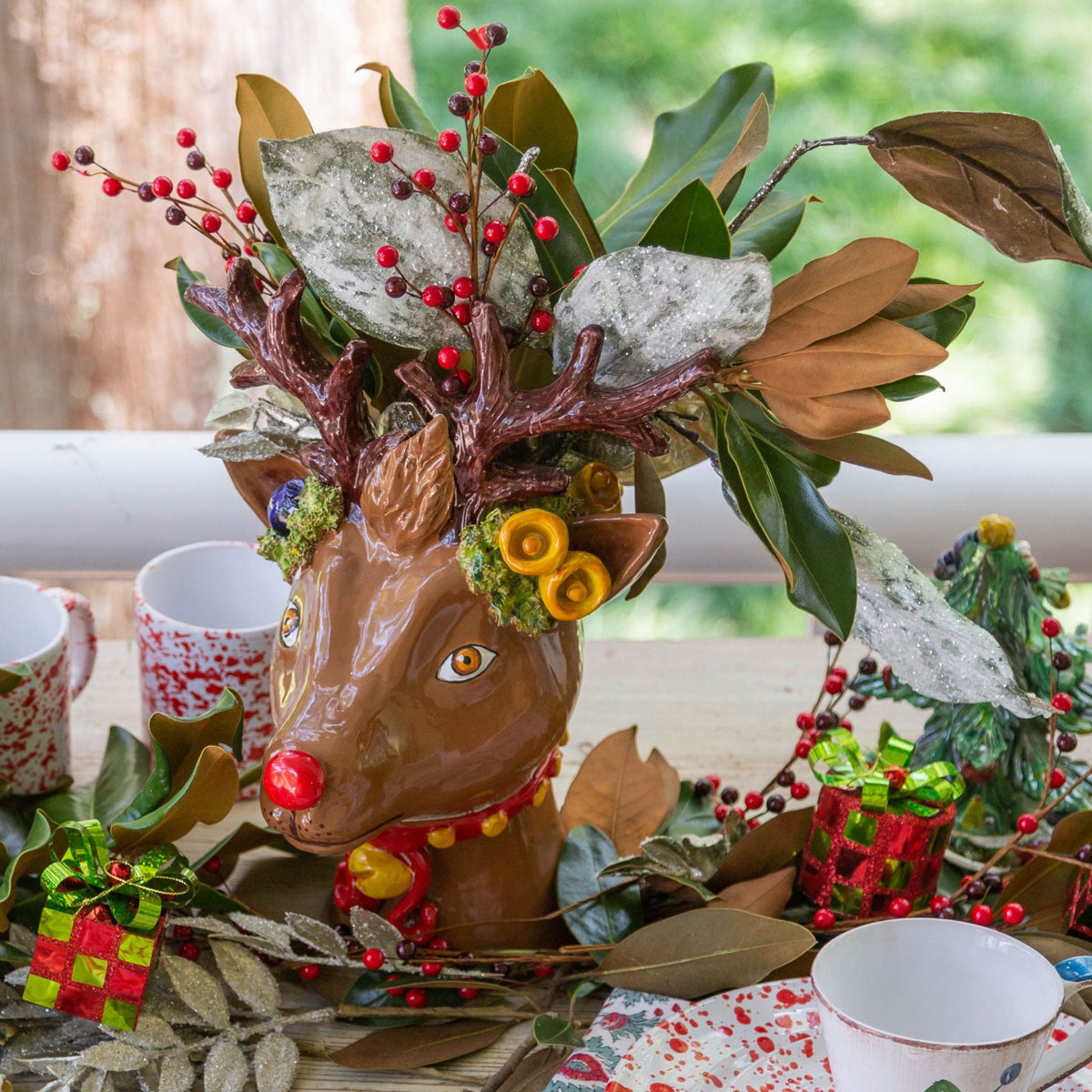 Ceramic Reindeer Head Vase