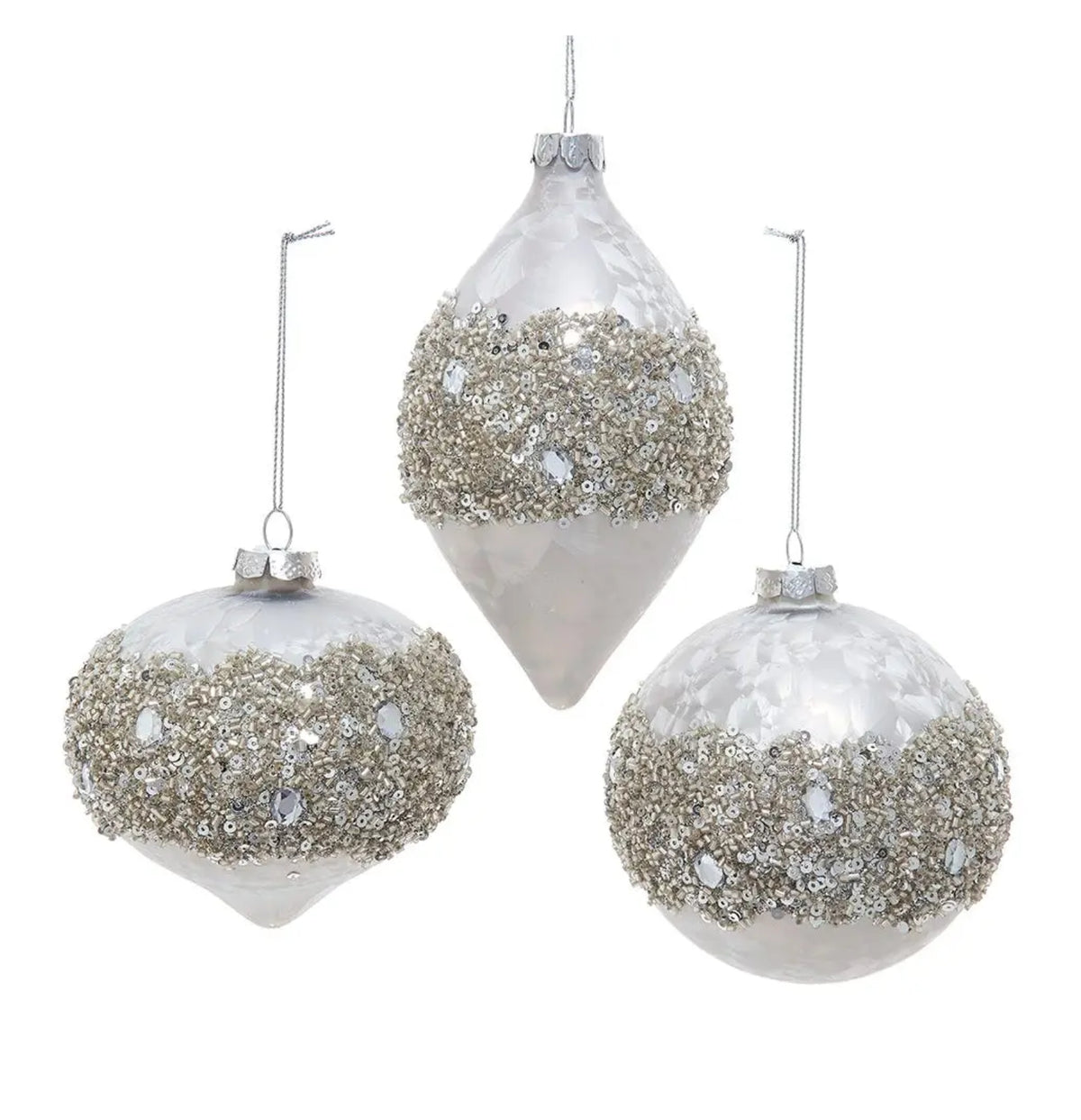 Jack Taupe W/ Glitter Ornament Set (Case of 6) 4"