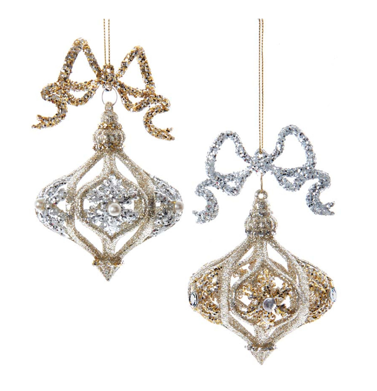 Rivers Platinum & Gold Onion Ornaments (Case of 24) 4.6"