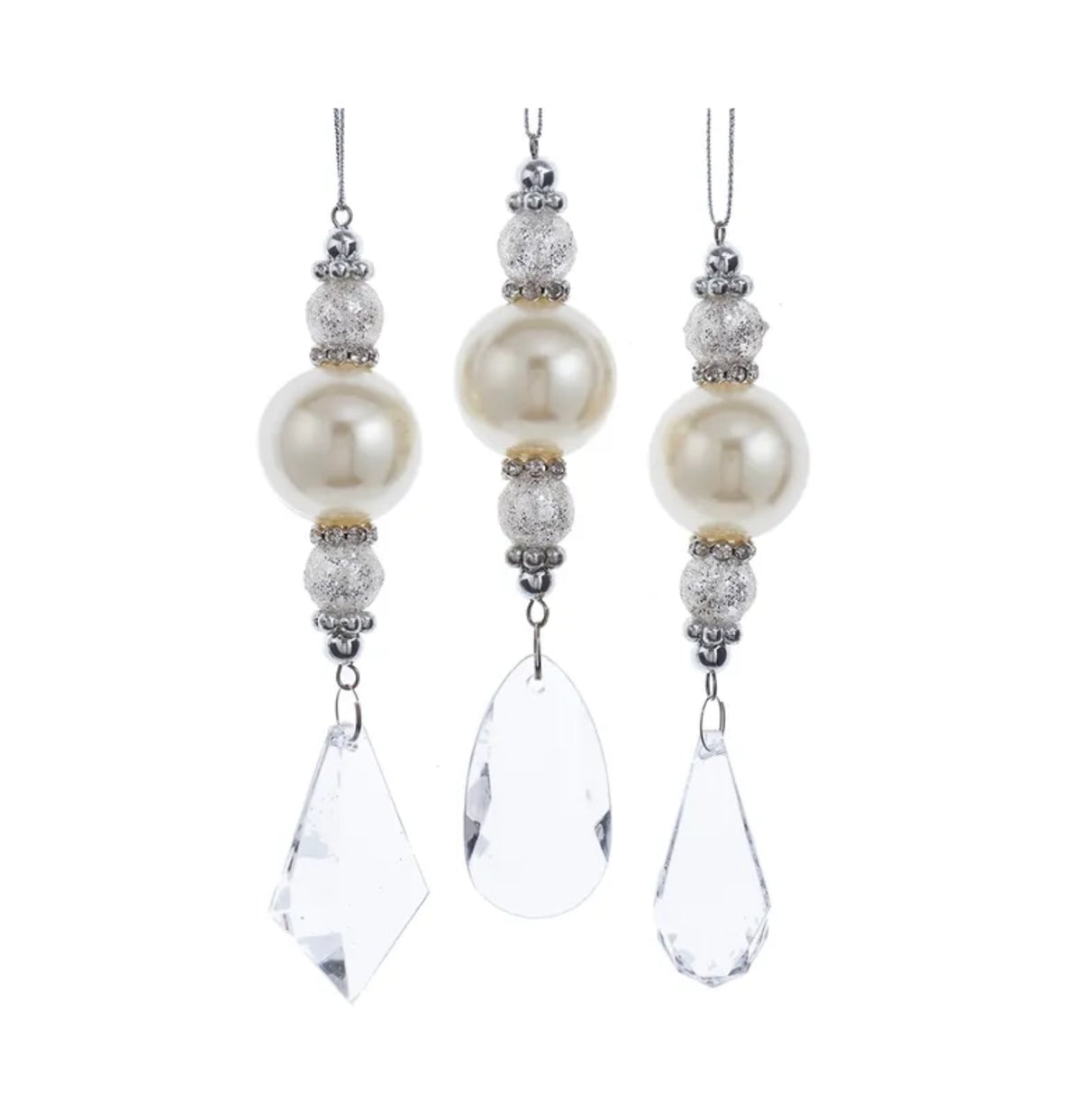 Iris Pearl Pendant Ornament W/ Acrylic Drop (Case of 24)