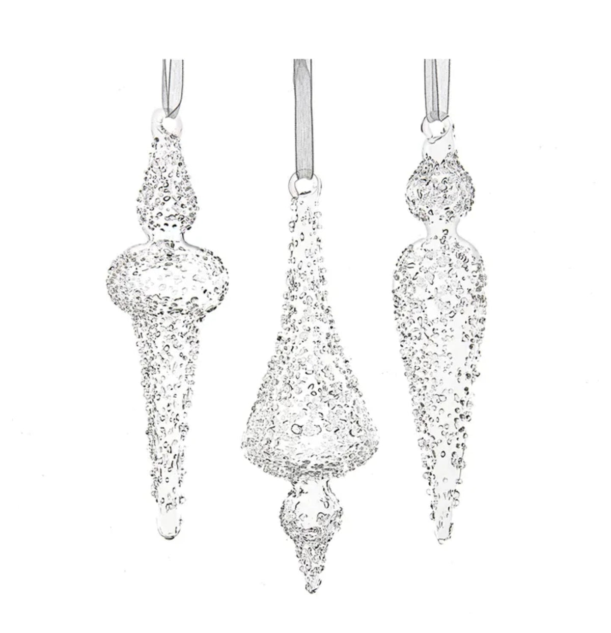 Antoine Frosted Glass Finial Ornaments (Case of 12)