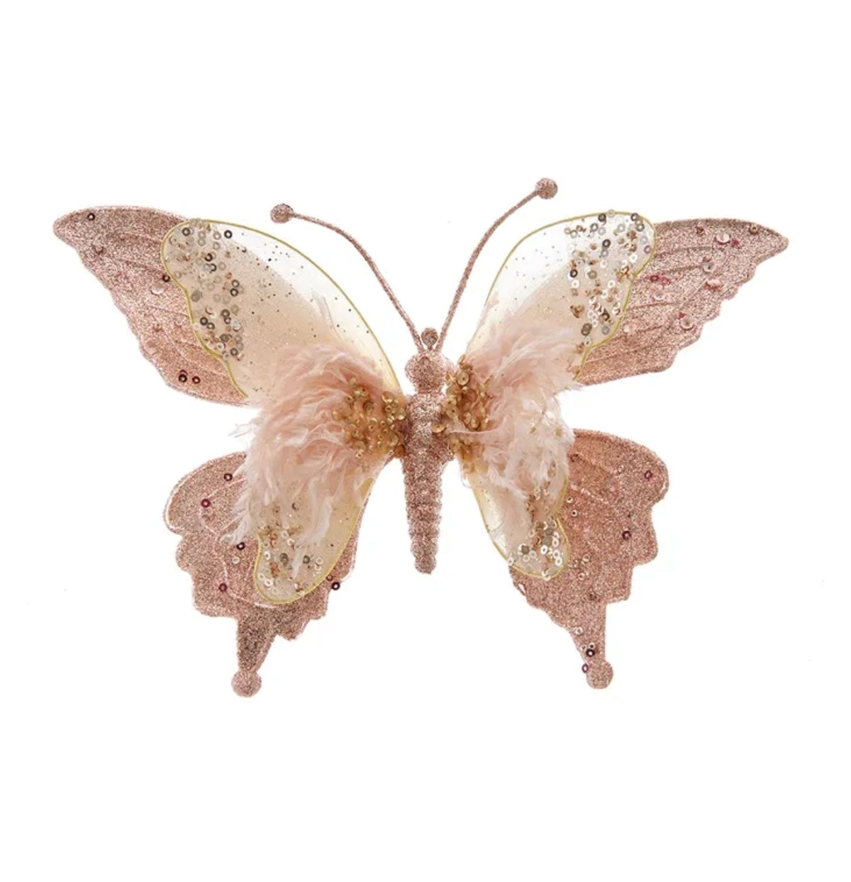 Louise Pink Lace Butterfly Clip Ornament (Case of 12) 9.5"
