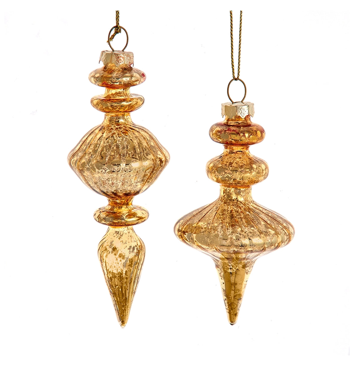 Brielle Gold Glass Finial Ornaments (Set of 16)