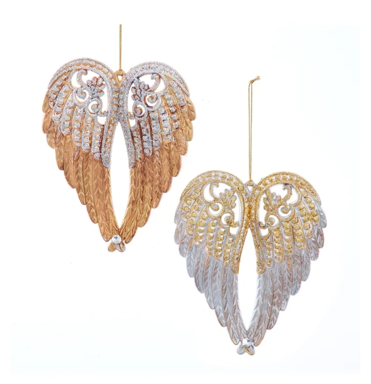 Kannon Ombre Gold & Silver Angel Wings Ornaments (Set of 24)