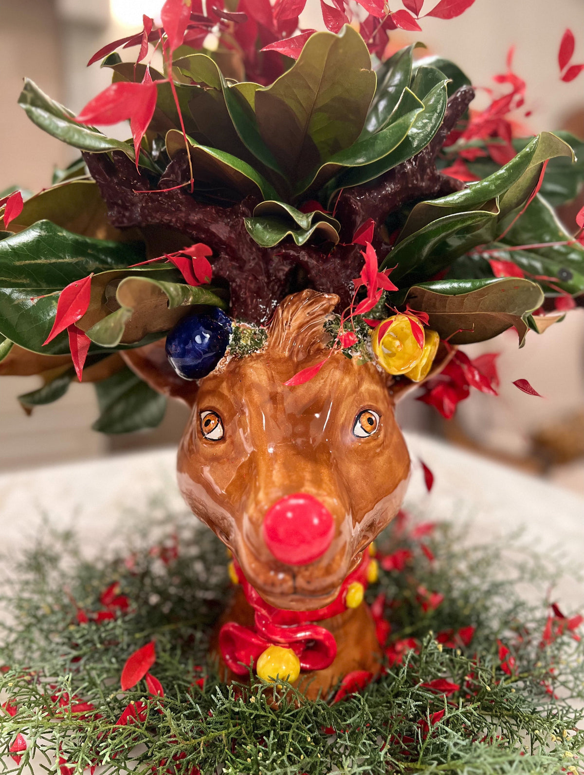 Ceramic Reindeer Head Vase