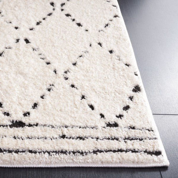 Stylish Moroccan Ivory and Black Area Rug - MEL102A