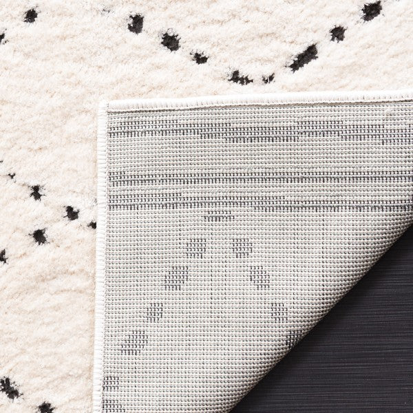 Stylish Moroccan Ivory and Black Area Rug - MEL102A