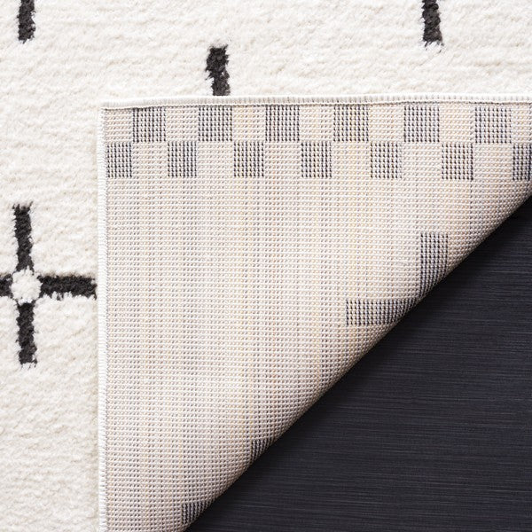 Stylish Ivory and Black Area Rug in Scandinavian Design