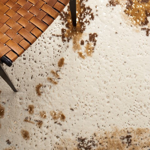 Elegant Beige and Dark Brown Faux Cowhide Rug - FCH207T