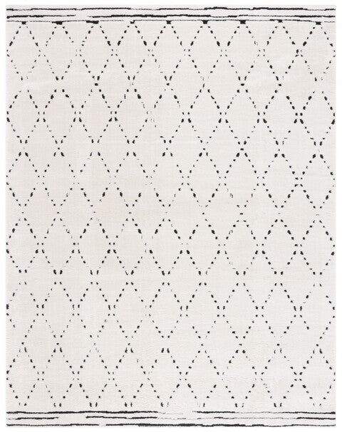 Stylish Moroccan Ivory and Black Area Rug - MEL102A