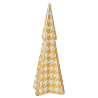 Lg. Xmas Tree With Houndstooth Decal. Gold & White