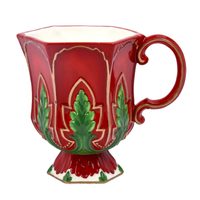 Footed Mug, Red & Green