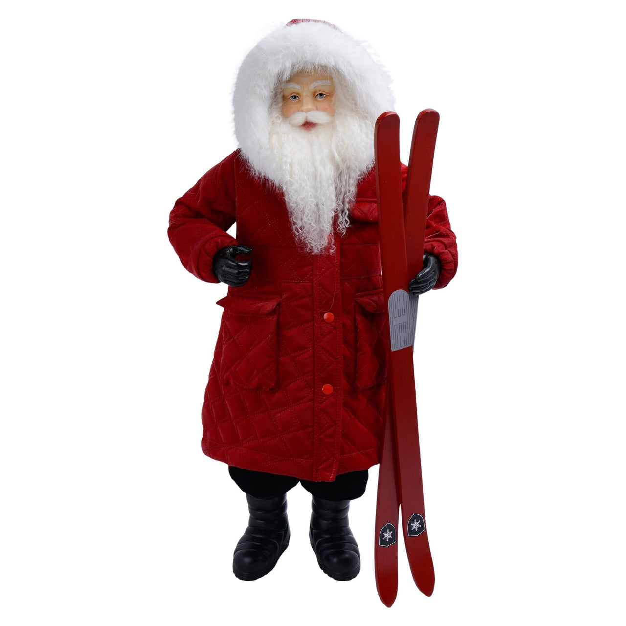 Santa With Wooden Skis
