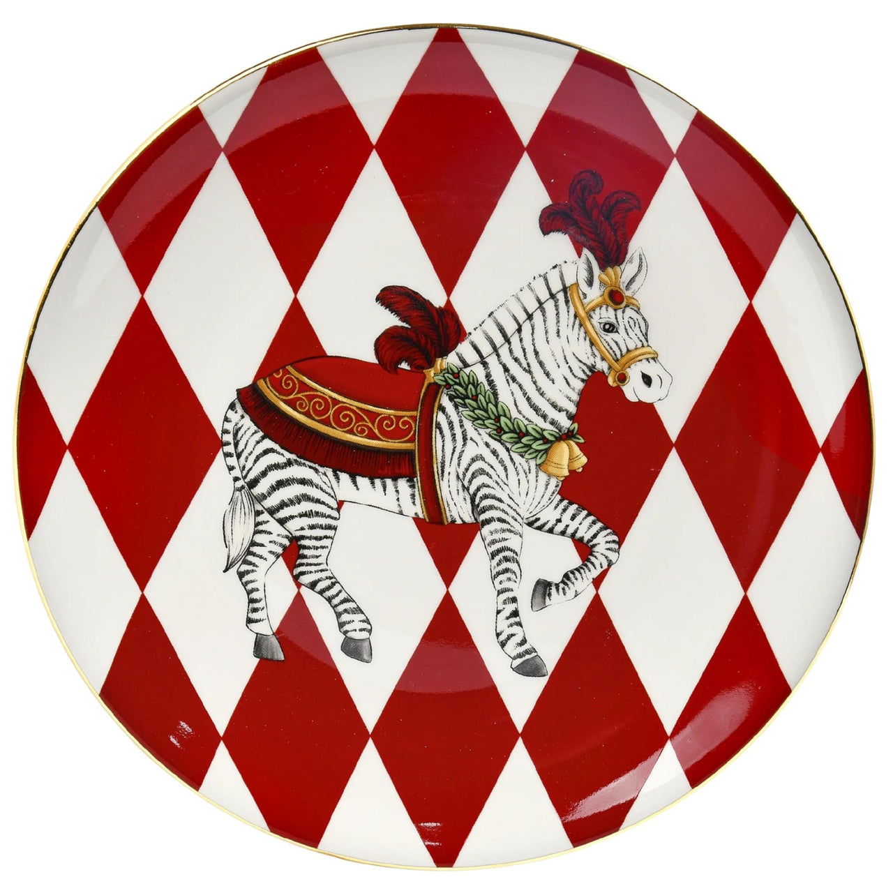 Round Plate With Circus Zebra Decal