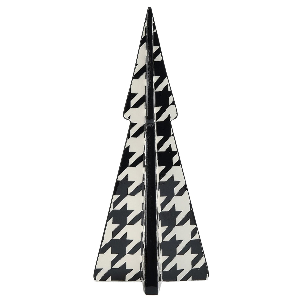 Sm. Xmas Tree With Houndstooth Decal. Black & White