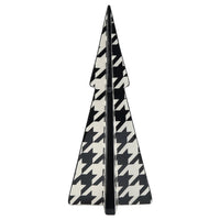 Sm. Xmas Tree With Houndstooth Decal. Black & White
