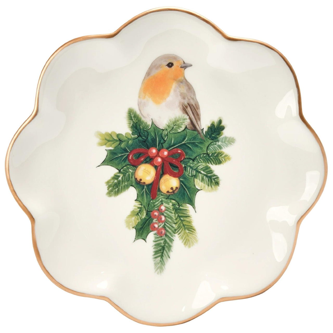 Desert Plate With Robin Holly Leaf Decal
