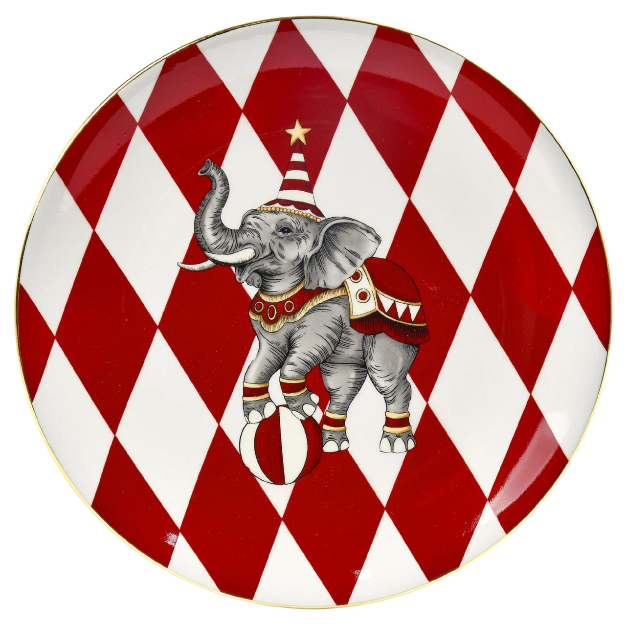 Round Plate With Circus Elephant Decal