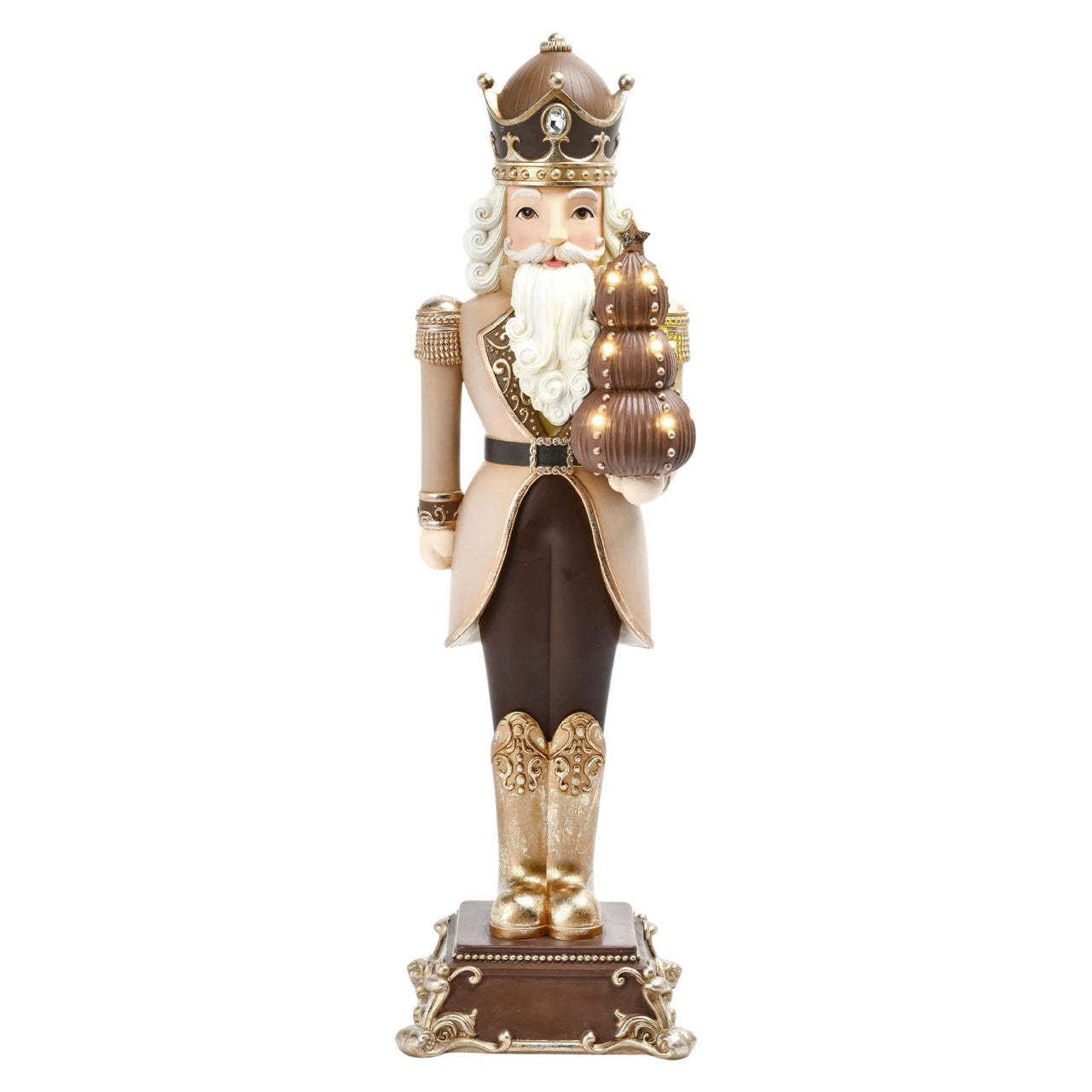 Med. Nutcracker Holding Xmas Tree With Led Light