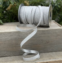 Silver Glitter Ribbon Roll 0.375 Inches x 109 Yards