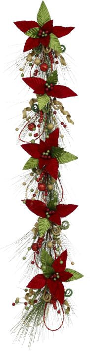 Poinsettia Garland - 5 Feet