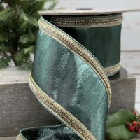 Faux Metallic Dupion Spa Ribbon with Crystal Side Trim