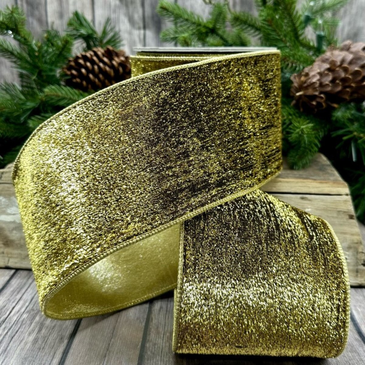Gold Metallic Velvet Ribbon 4 Inch x 10 Yards