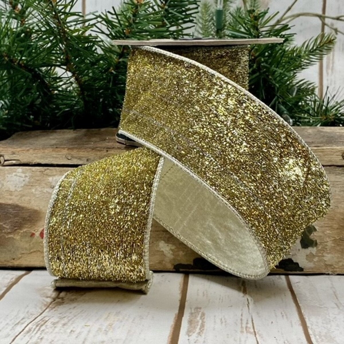 Gold-Silver Metallic Velvet Ribbon 2.5" x 10 Yds
