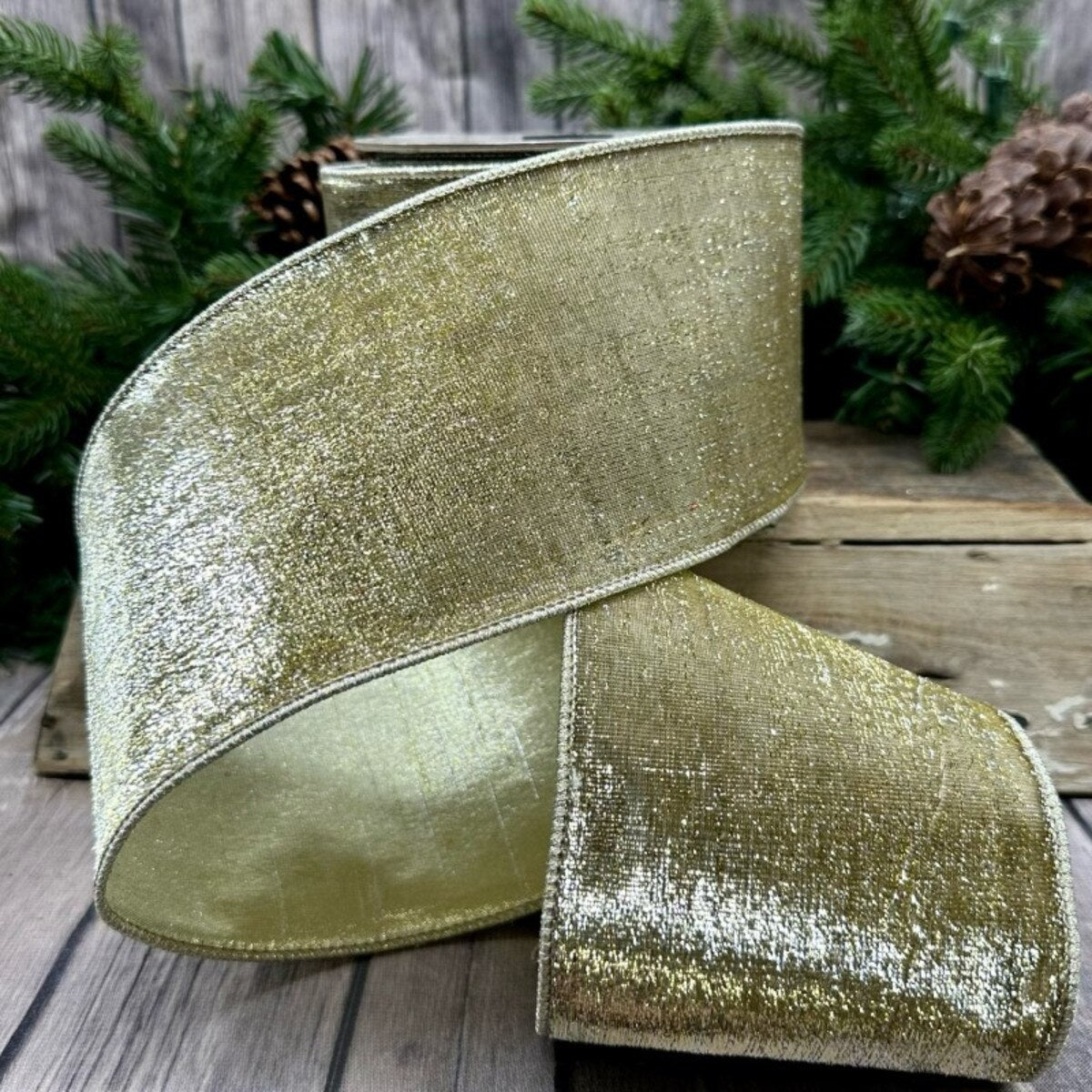 Metallic Velvet Ribbon Gold Silver 4 Inch x 10 Yards