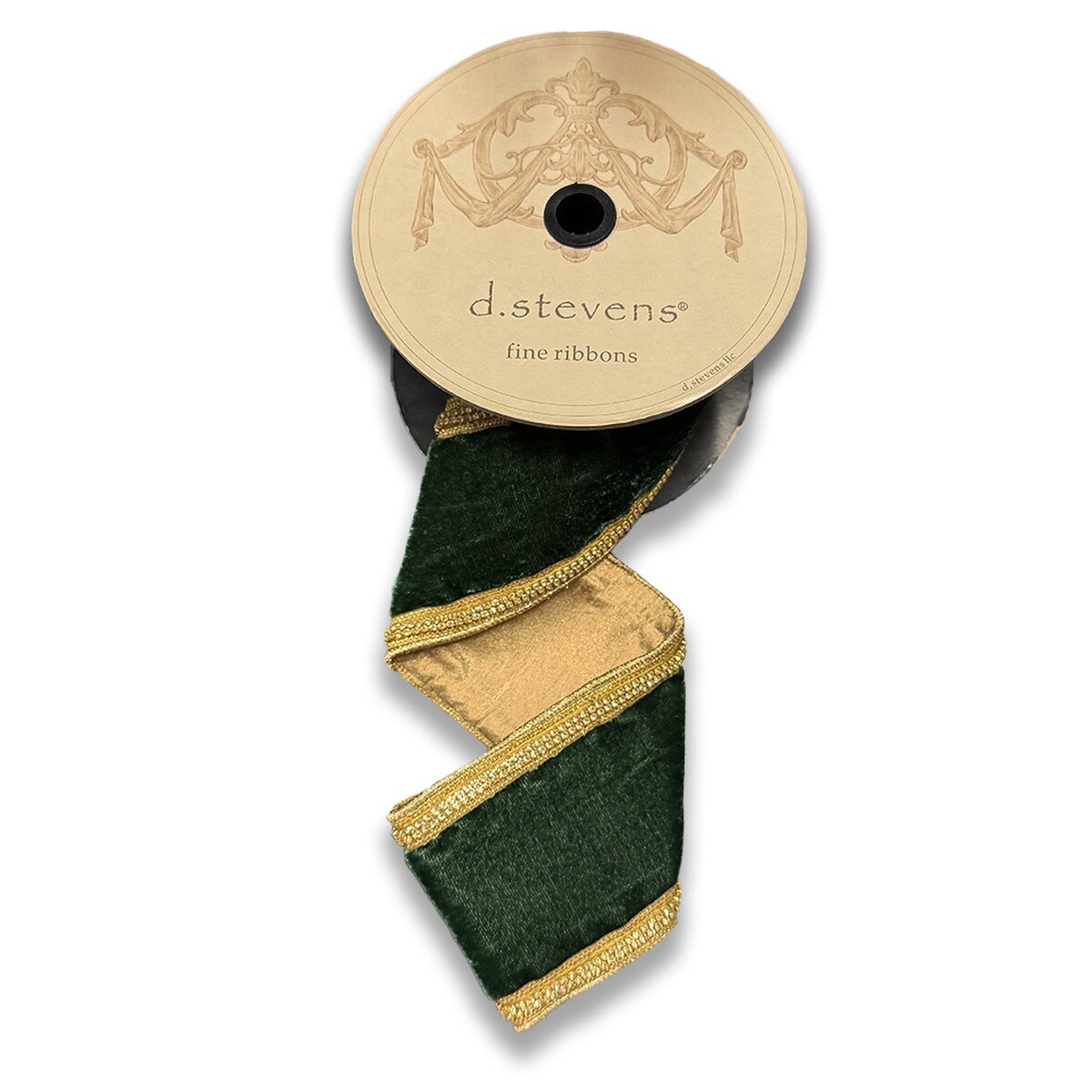 Pine Ribbon with Velvet Gold Crystals Side Trim 4" x 5 Yds