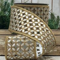 Metallic Floral Garland Silver Ribbon 4 Inch X 10 Yards - (2) Rolls