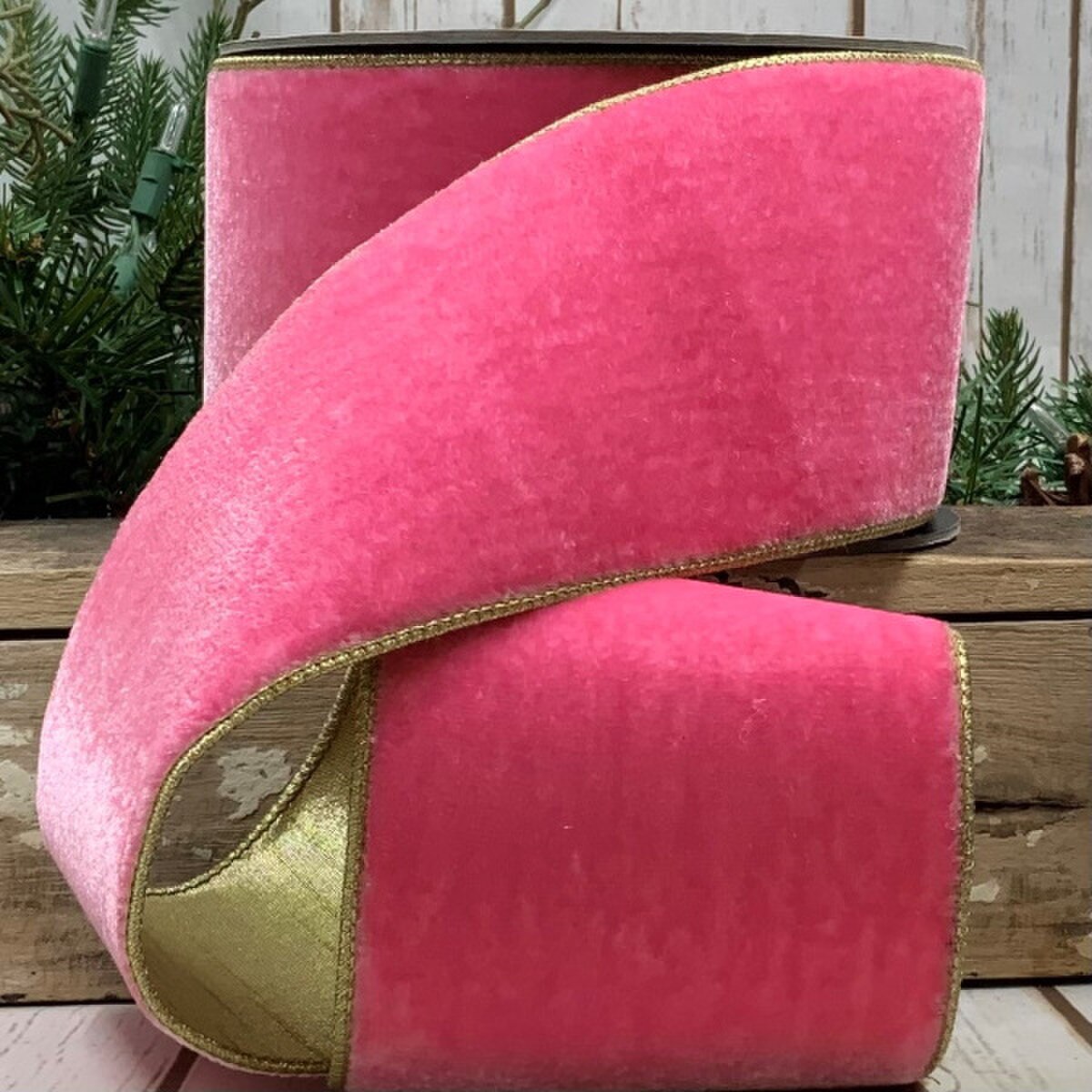 Pink Lemonade Velvet Ribbon 4 Inch x 10 Yards