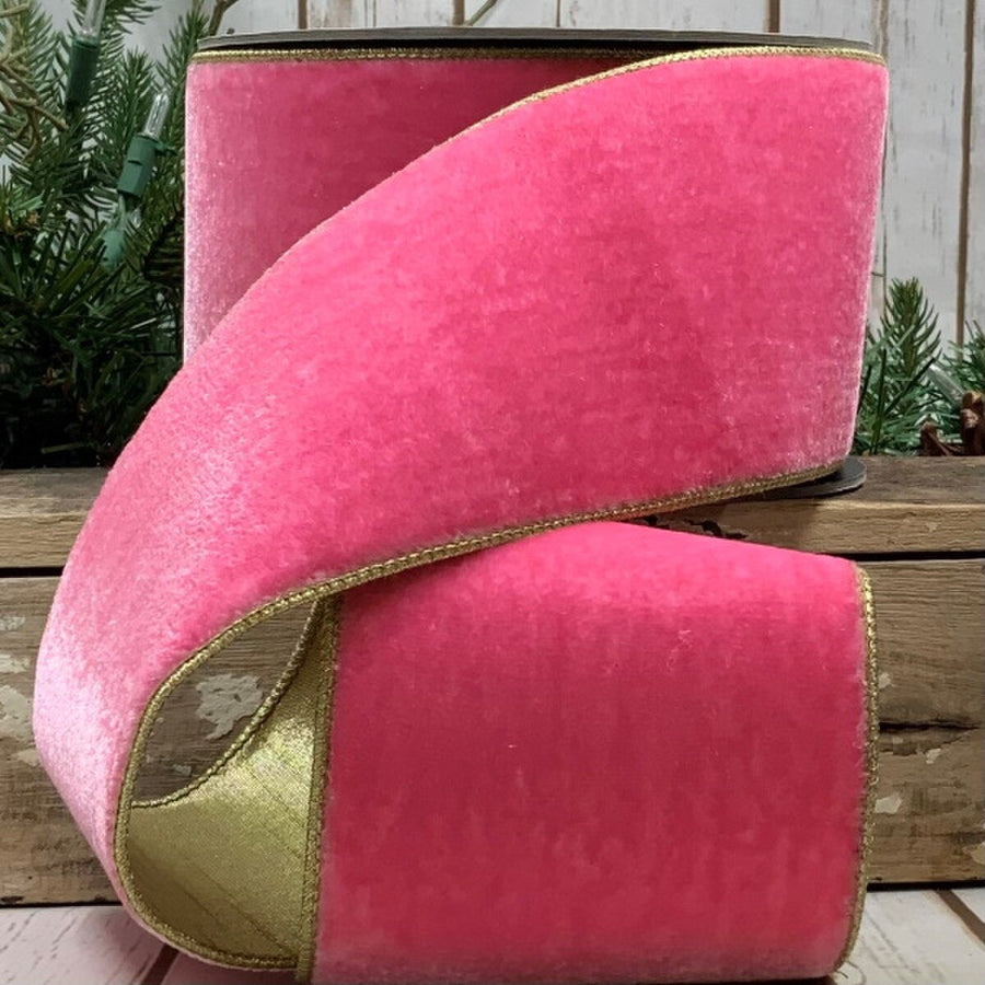 Pink Lemonade Velvet Ribbon 4 Inch x 10 Yards