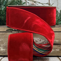 Velvet Red Ribbon With Nutcracker Plaid Backing 2.5