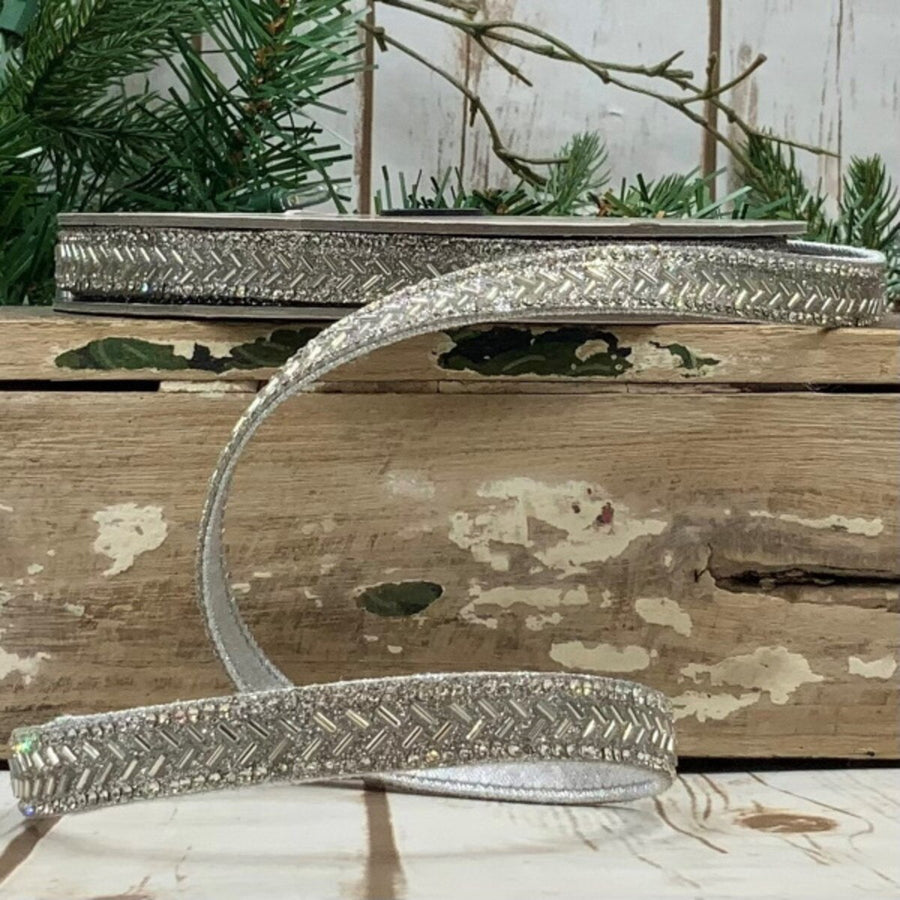 Bead Chevron Silver Ribbon 0.5 Inch x 9 Meters
