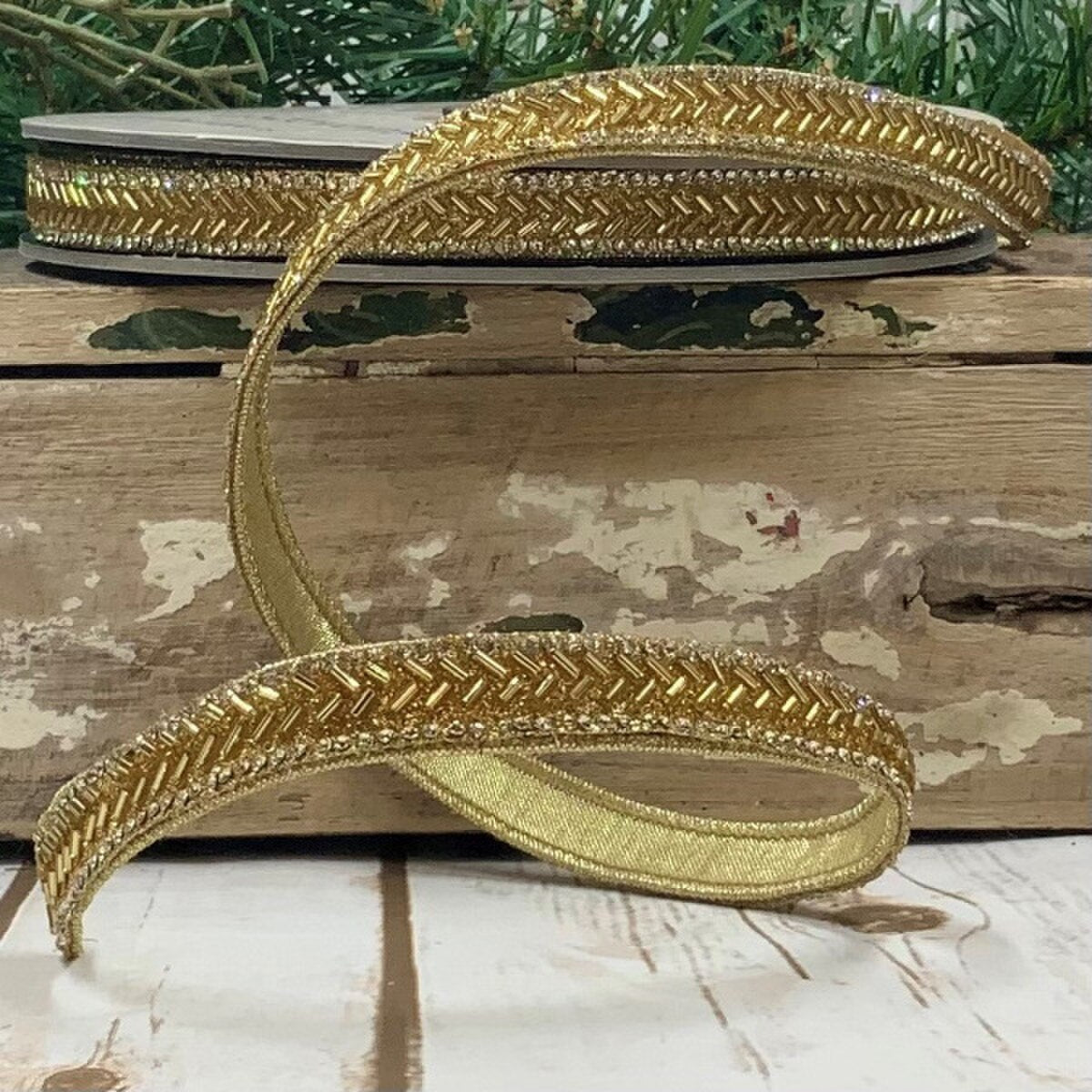 Bead Chevron Gold Ribbon 0.5 X 9M
