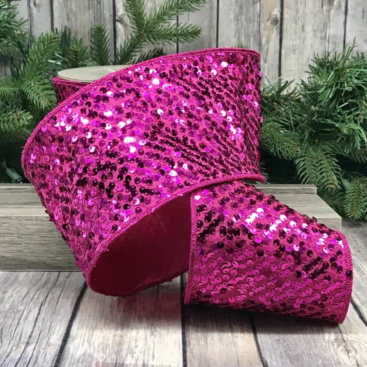 Hot Pink Sequins Ribbon 4 Inch x 10 Yards
