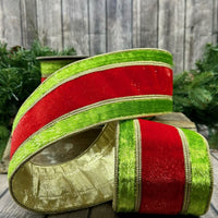 Lime Green Ribbon with Ice Velvet Red Center 4