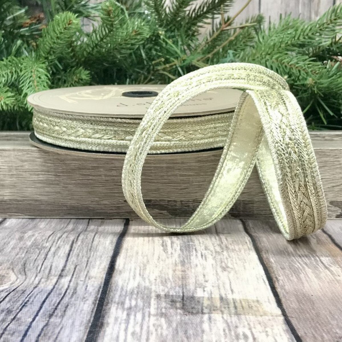 Metallic Dupion Braid Trim Ribbon Platinum 0.75 X 10 Yds