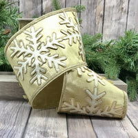 Snowflake Cutout Gold Ribbon Metallic Dupion 5.25