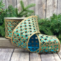 Teal Ribbon Sequin Metallic Floral Garland 4