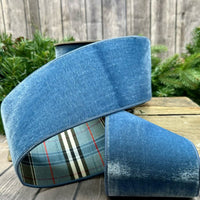 Dusty Blue Ribbon Velvet Blue Black Plaid 4