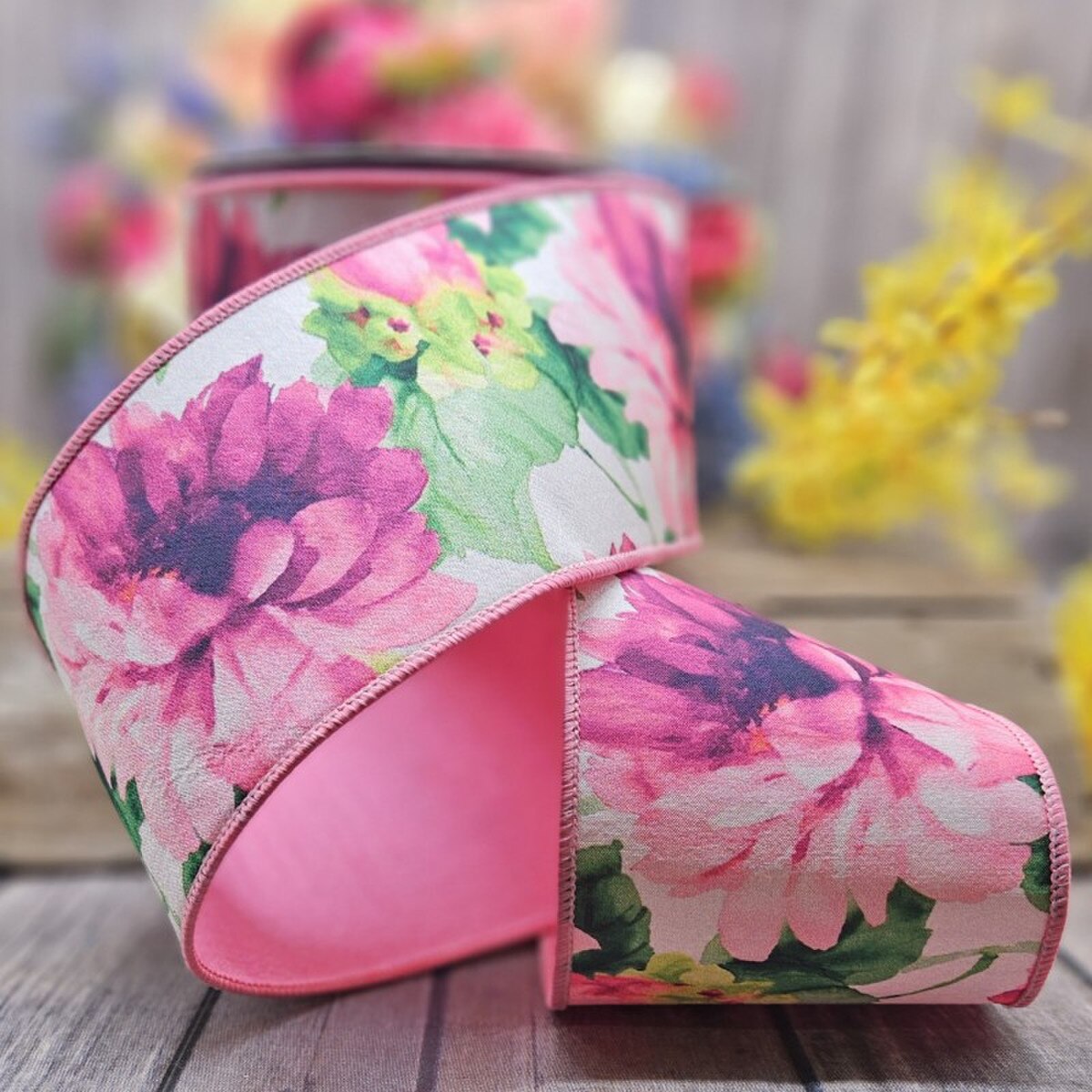 Dupion Ribbon Pink Fuchsia 4 Inch x 10 Yards