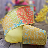 Dupion Ribbon Floral Cutout Yellow Orange Blue 4