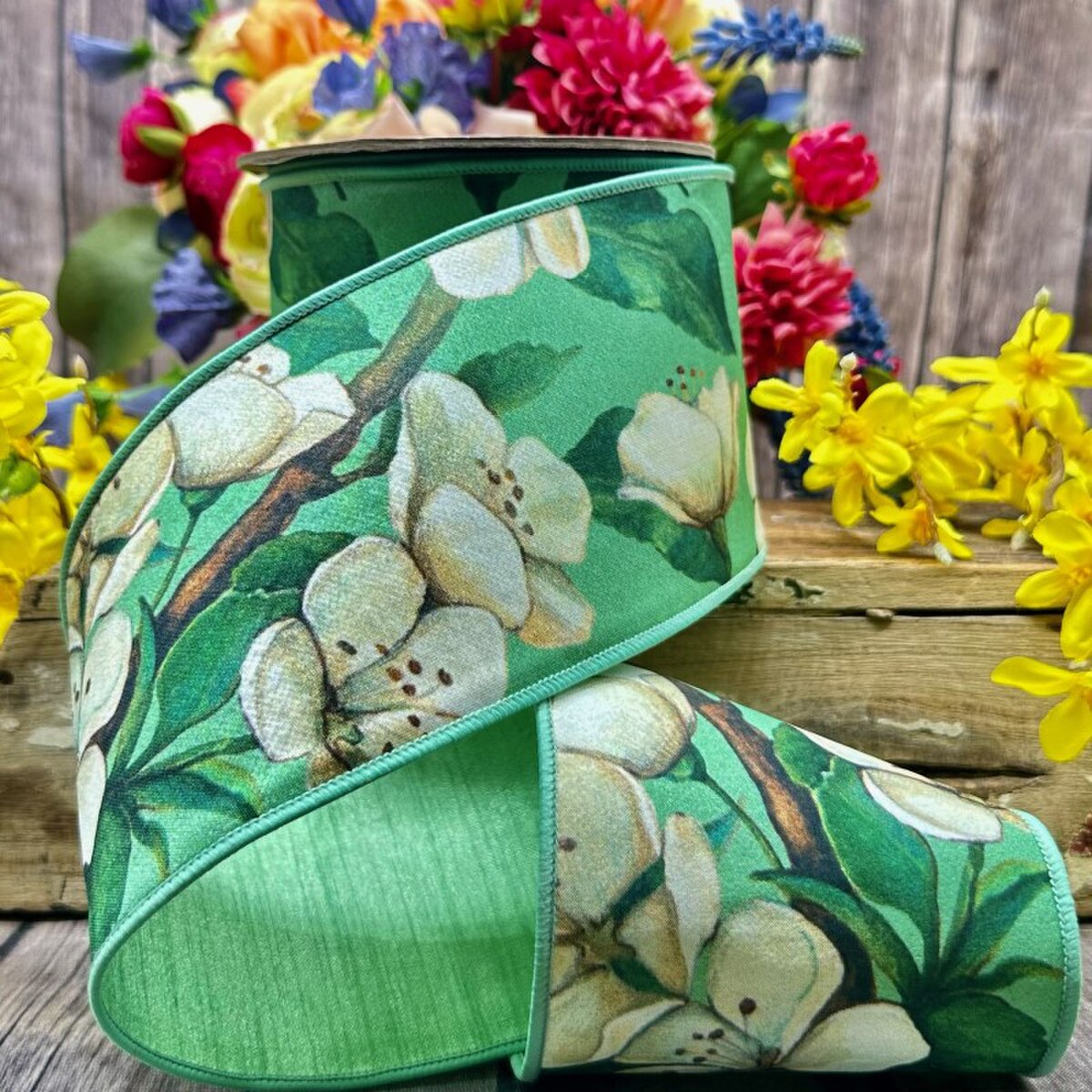 Dupion Ribbon Mint Green 4 Inch x 10 Yards