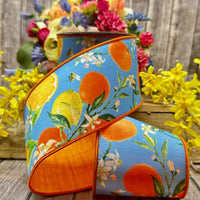 Citrus And Blossoms Dupion Watercolor Ribbon 4
