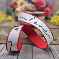 Red Heart Dupion Cursive Love Ribbon 1.5