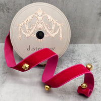 Hot Pink Velvet Jingle Bells Ribbon 1.5