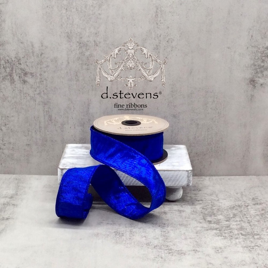 Royal Blue Metallic Dupion Ribbon 1.5 Inch x 10 Yards